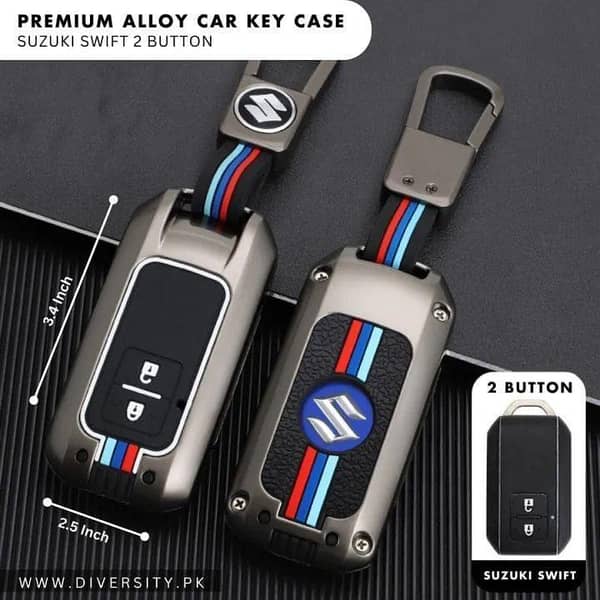 Suzuki Swift NEW Zinc Alloy Metal Key Shell Remote Cover with Key ChaiSuzuki Swift NEW Zinc Alloy Metal Key Shell Remote Cover with Key Chainn
