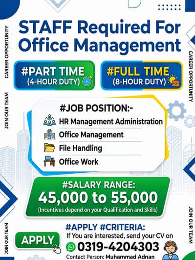 Staff required for office management