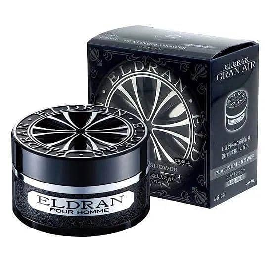 CAR AIR FRESHENER GEL CARALL BRAND ELDRAN GRAUN AIR PLATINUM SHOWER FRAGNANCE MADE IN JAPAN VERY VERY HIGH QUALITY PRODUCT FRAGNANCE FRESH STOCK 65G DOUBLE SIDED TAPE INCLUDED MADE IN JAPAN