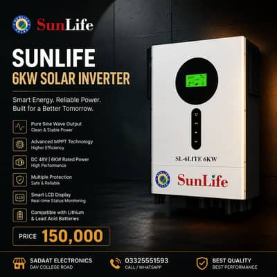 SunLife 6KW Solar Inverter | Pure Sine Wave | MPPT Technology | 48V