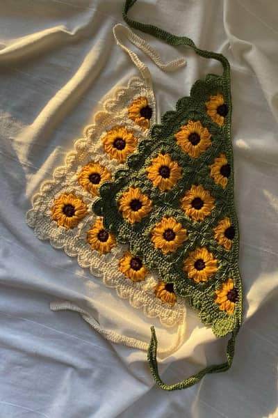 Premium Handmade Crochet Hair Accessories | Sunflower Bandana