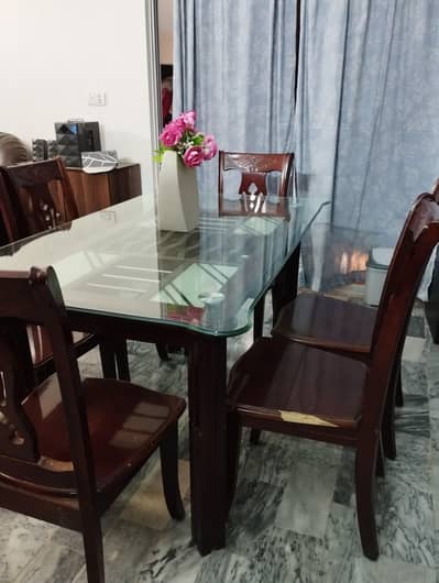 Glass Top Dining Table with 6 Chairs