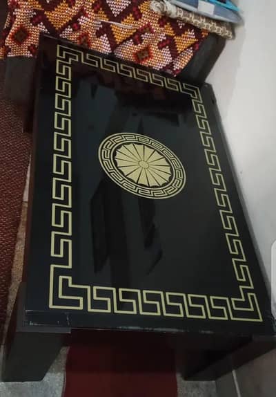 Elegant Black Center Table / Coffee Table with Golden Border
