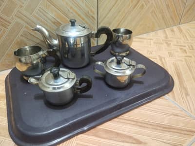 Vintage Stainless Steel Tea Serving Set  (6 Pieces decoration)
