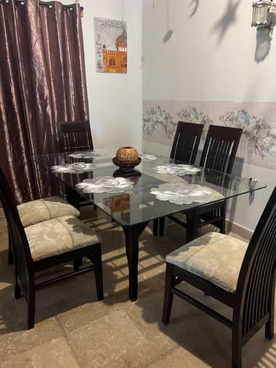 6 Seater Glass Dining Table for sale