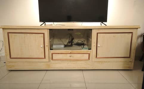 Large TV Console Table | Excellent Storage & Condition | White Wood