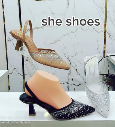 women's crystal slingback blook heel sandal - pointed toe party wear