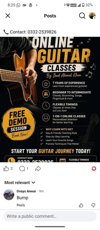 Guitar Physical / Online Classes