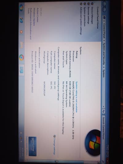 laptop for sale core i5, 2nd Gen, 8GB 250GB HHD New Battery