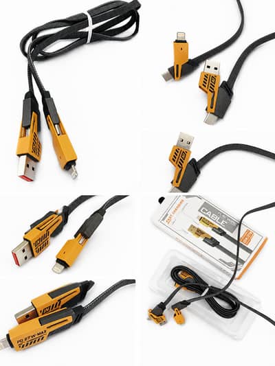 4 in 1 Fast Data & Charging Cable, Nylon Braided Copper Wire, Generic.