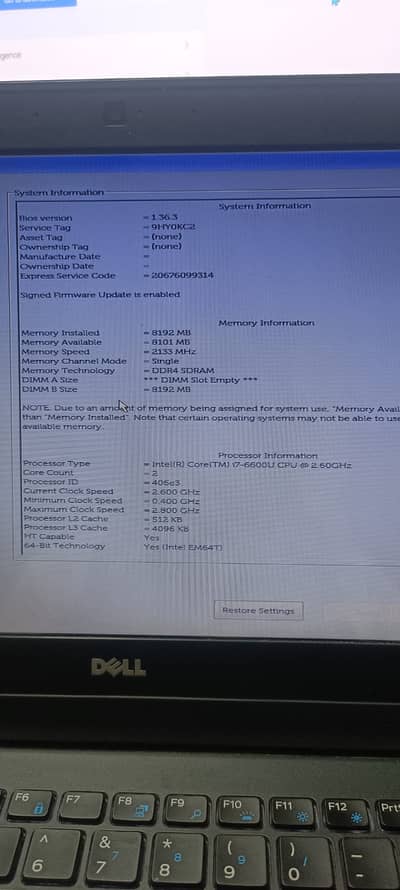 Dell Core i7 6th gen