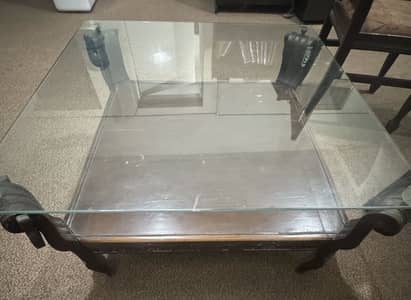 Vintage-Style Glass and Wood Coffee/Center table