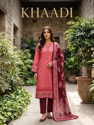 Brand New Khaadi 3Pc Lawn Suit with Dupatta - Ready to Wear