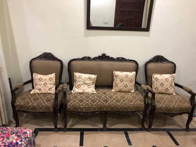 Urgent  sale  carved  wooden sofa set 2+1+1