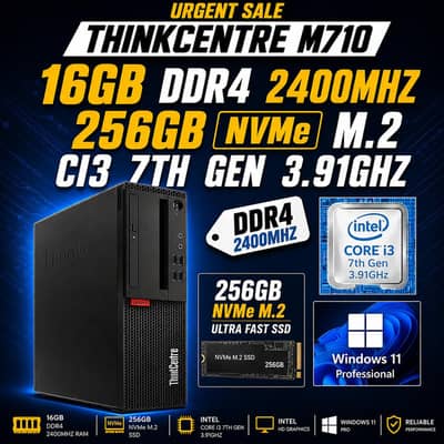 i3 7th Gen 3.9Ghz | 16GB DDR4 RAM | 256GB SSD | Desktop | Lenovo