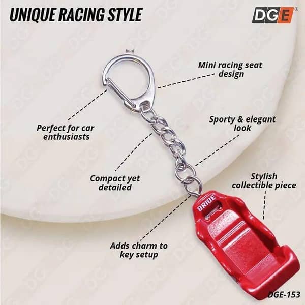 Racing Seat Keychain | Mini Car Seat Key Holder for Car & Bike Lovers | Metal Key Ring for Men & Women | Red Sports Seat Design Key Chain Accessory
