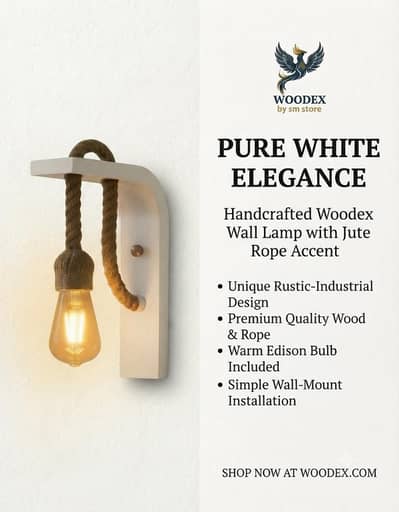 PREMIUM WOODEX WOODEN WALL LIGHT with Addison style bulb