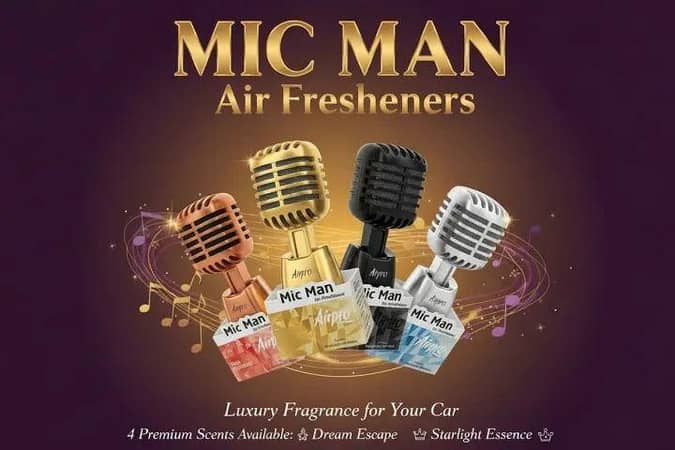 CAR DASHBOARD AIR FRESHENER MIC SHAPE LONG LASTING FRAGNANCE AVAILABLE IN 4 DIFFERENT FLAVOURS