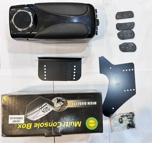 CAR UNIVERSAL MULTI CONSOLE BOX BLACK COLOR LOOK ELEGANT LOOK SMART SLIDING LID BEAUTIFUL LOOKING AUTOMATIC LID OPEN BUTTON