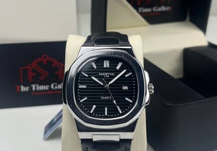 Classy MARTYN LINE Quartz Watch-Black Design with Black Leather strap