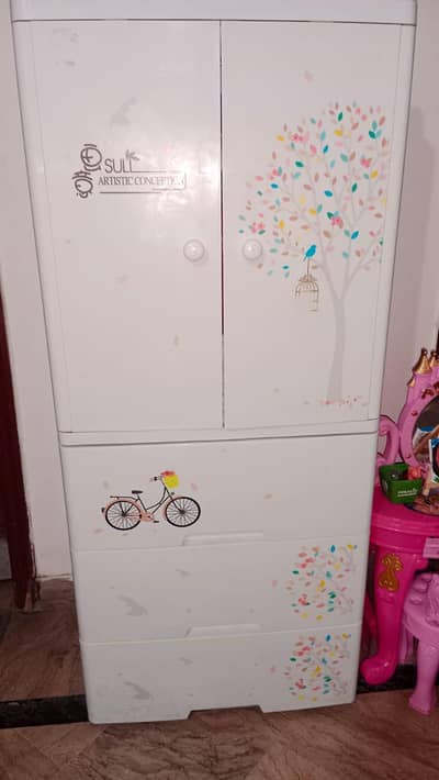 artistic conception two door with three drawers storage cabinet