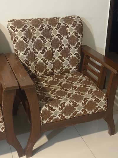 Skin brown 5 seater wooden sofa