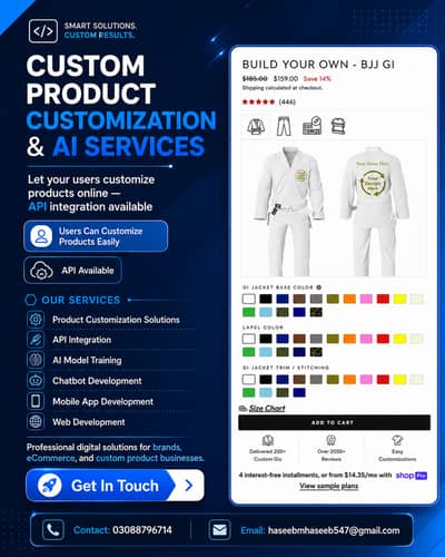 Web Development, Product Customizer, API & AI Services