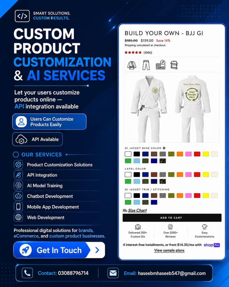 Web Development, Product Customizer, API & AI Services 0