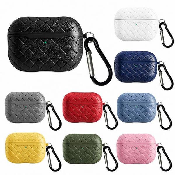 (Traoxss. Pk) Premium Silicone Braided AirPods Case with Carabiner Hook | Shockproof Protective Cover | Soft Anti-Scratch Case for AirPods 1st 2nd Generation