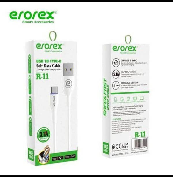 (Traoxss. pk) R-11 Soft Type-C Fast Charging Data Cable Durable Flexible USB Cable High Speed Sync Charging Wire for Android Smartphones Tablets Everyday Use Strong Build Long Life