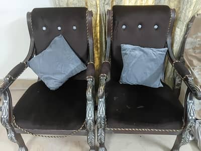 2 wood chairs and 1 table