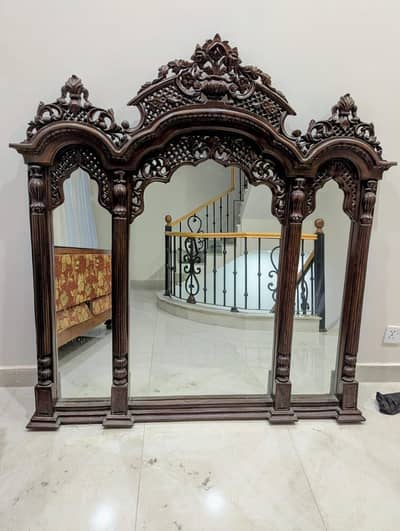 Hand-Carved Wooden Decorative Mirror