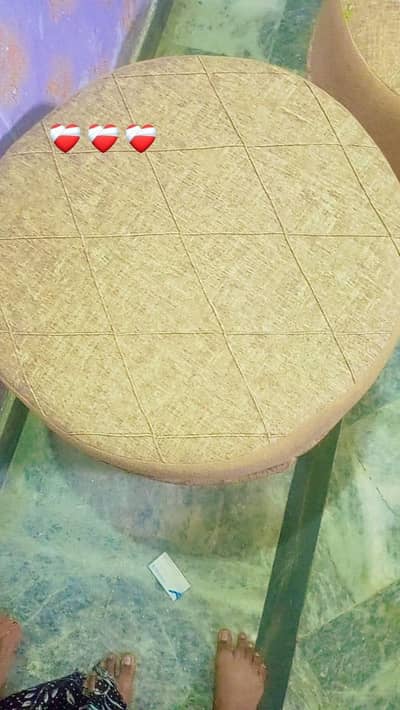Bilkul new puffy stool full size light brown and white colour