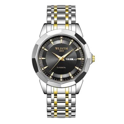 men's stainless steel quartz watch with belt