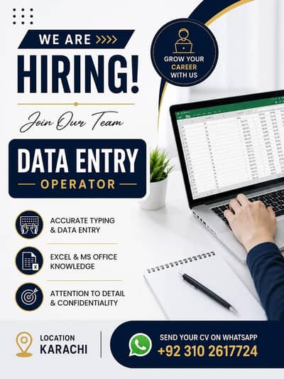 We need Data Entry Operator| Limited seats available