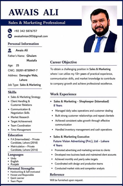 I Need job for sales & Marketing