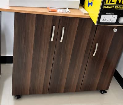 Wooden iron stand with cabinets