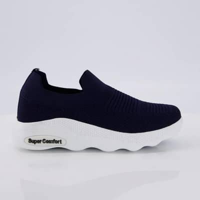 Men neavy blue Jersey Knit Slip On Sneakers