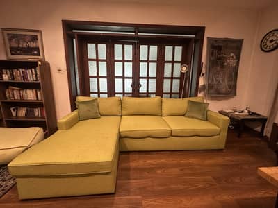 Interwood Green L-Shape Sofa | 5–6 Seater