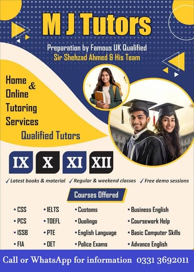 Home Tutors/ Also Online tutors