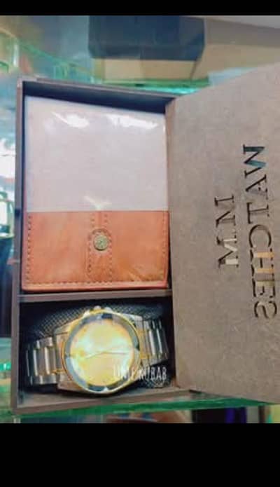 Men's Luxury Gift Set | Watch+ Wallet in Wooden Box |  Color Available