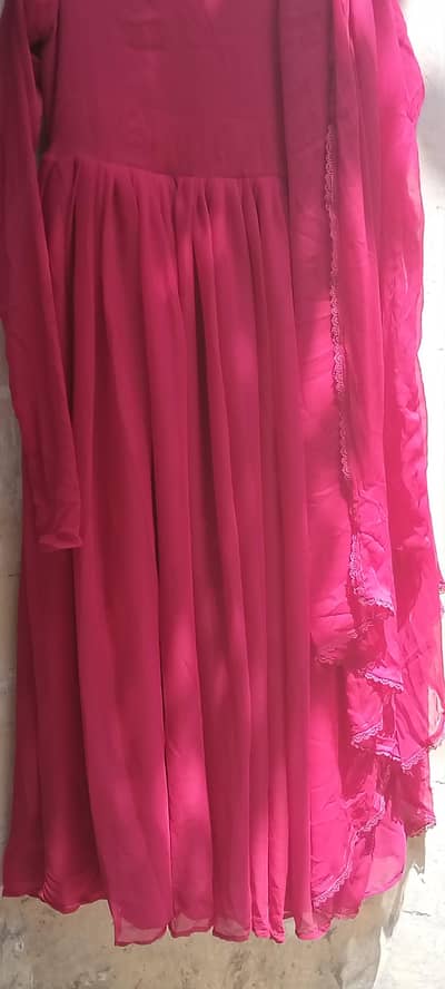 Pink chiffon Maxi with duppta