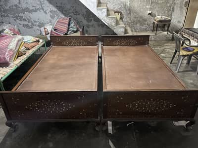 Bed Set Wooden Frame - Good Condition