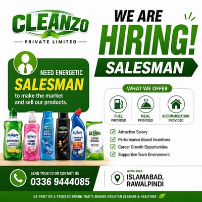 Salesman required for detergent company