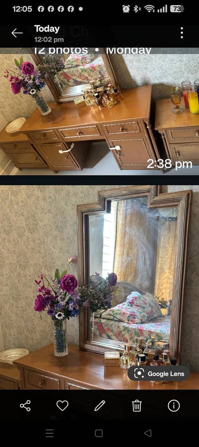 wooden dressing and side table
