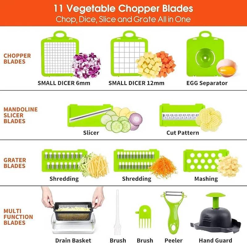 Multifunctional vegetable slicer with 7 blade set. ( COD ) 4