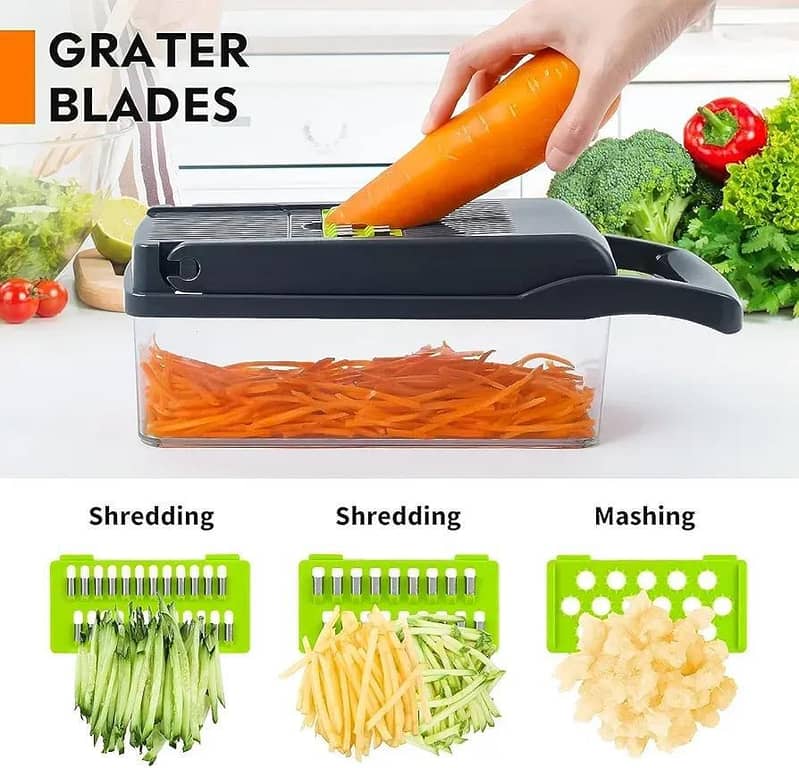 Multifunctional vegetable slicer with 7 blade set. ( COD ) 6