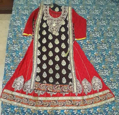 Red & Black Heavy Embroidered Anarkali Suit with Dupatta