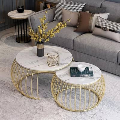 Premium 2-Piece Round Nesting Coffee Table Set