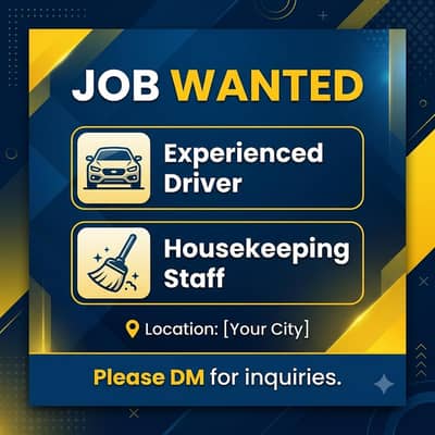 Need Job For Driver and Housekeeping Management